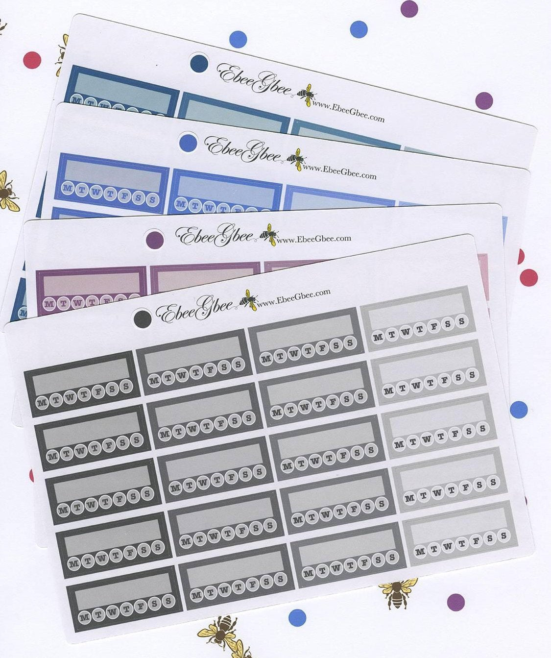 WEEKLY HABIT TRACKER Boxes Planner Stickers | BeeColorful 13 Color Choices