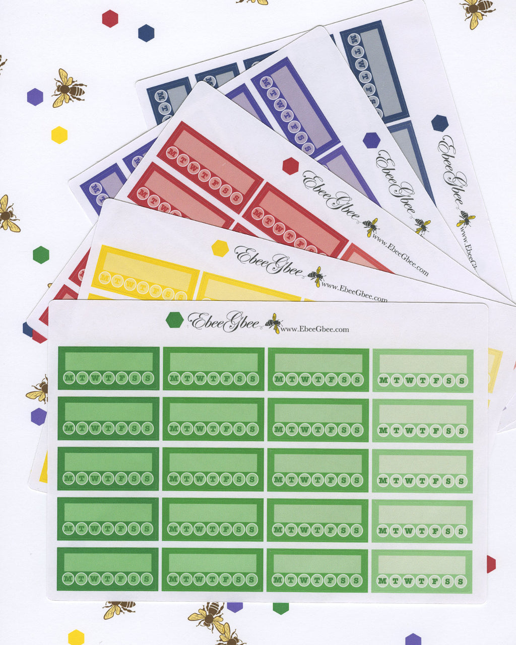 WEEKLY HABIT TRACKER Boxes Planner Stickers | BeeBright 5 Color Choices
