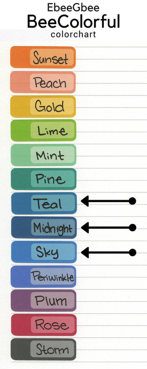 BLUES TODAY Planner Stickers |  BeeColorful Teal Midnight Sky