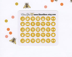GOLD ICON DOTS Planner Stickers | BeeColorful