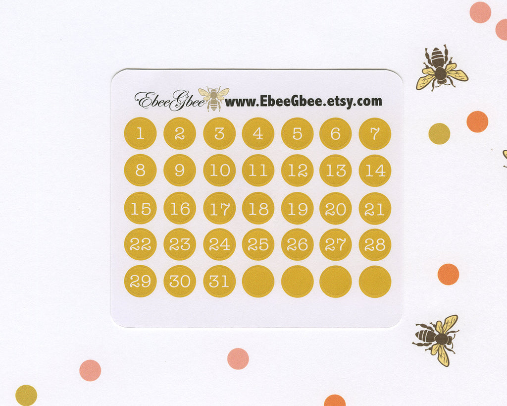 GOLD DATE DOT Monthly Planner Stickers | BeeColorful