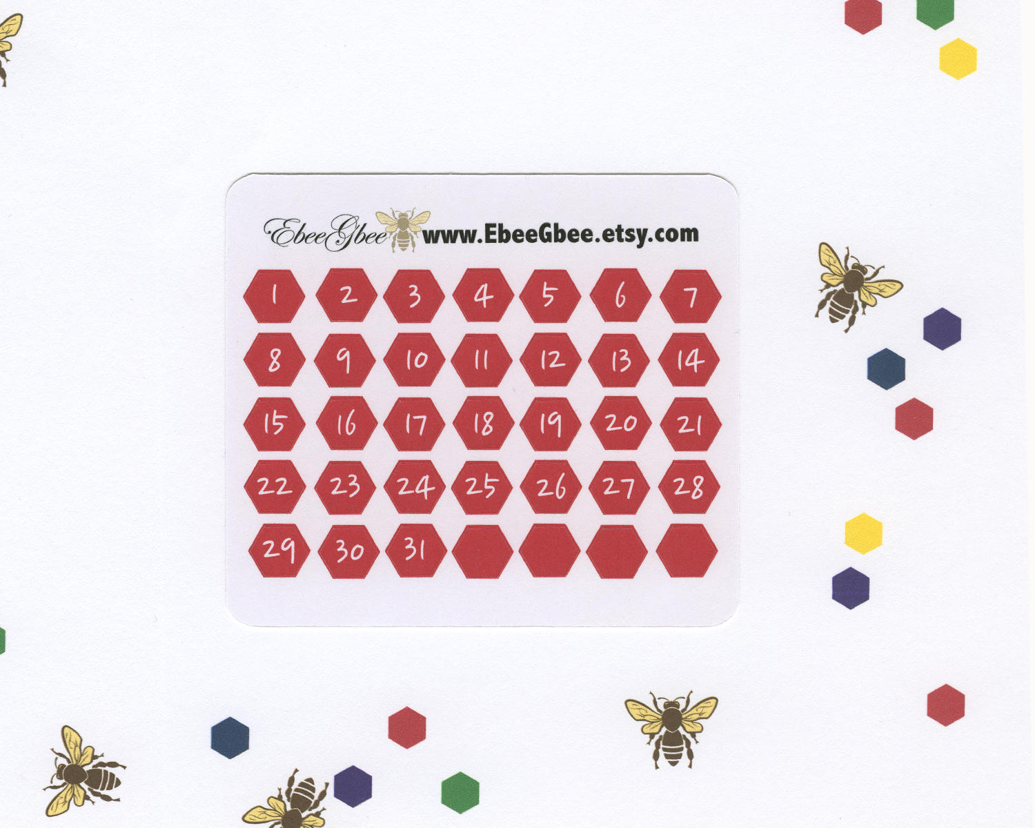 CHERRY DATE DOT  Hexagon Monthly Planner Stickers | BeeBright
