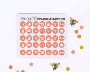 PEACH ICON DOTS Planner Stickers | BeeColorful
