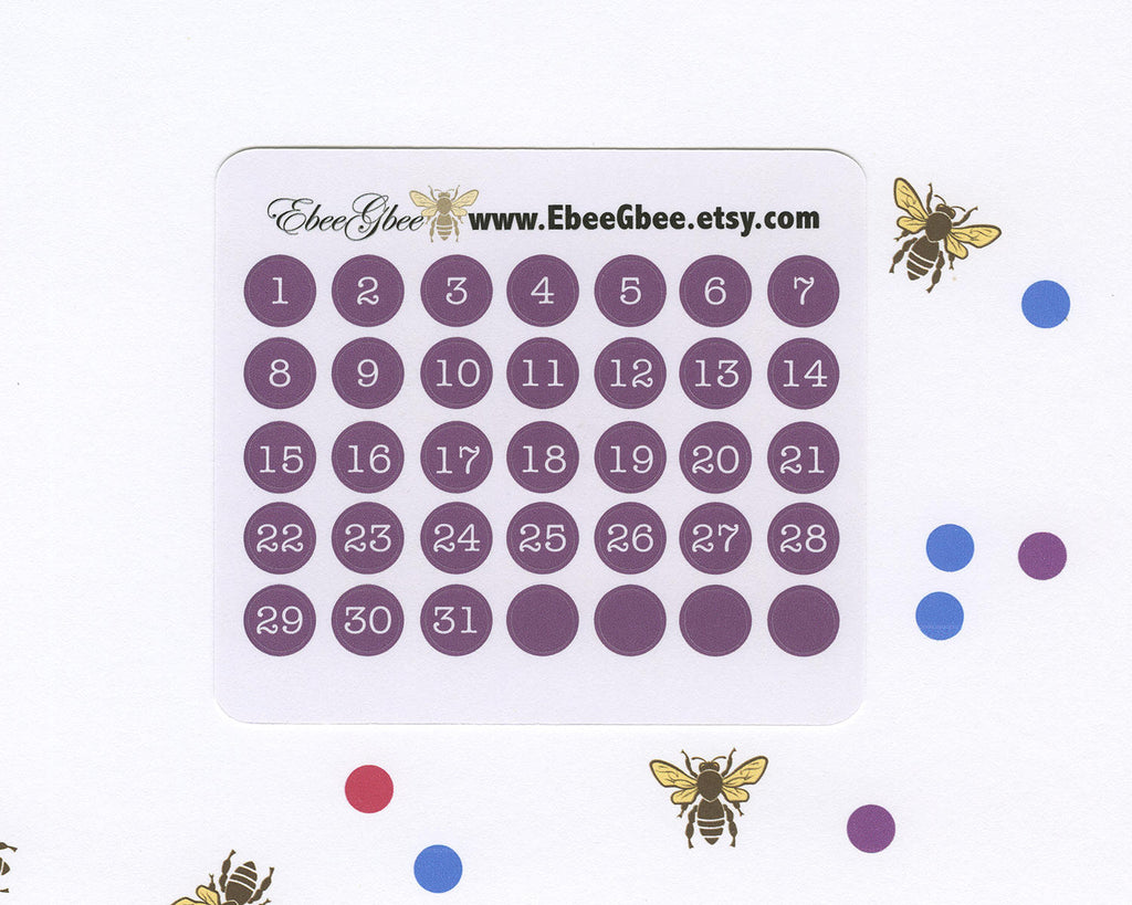 PLUM DATE DOT Monthly Planner Stickers | BeeColorful