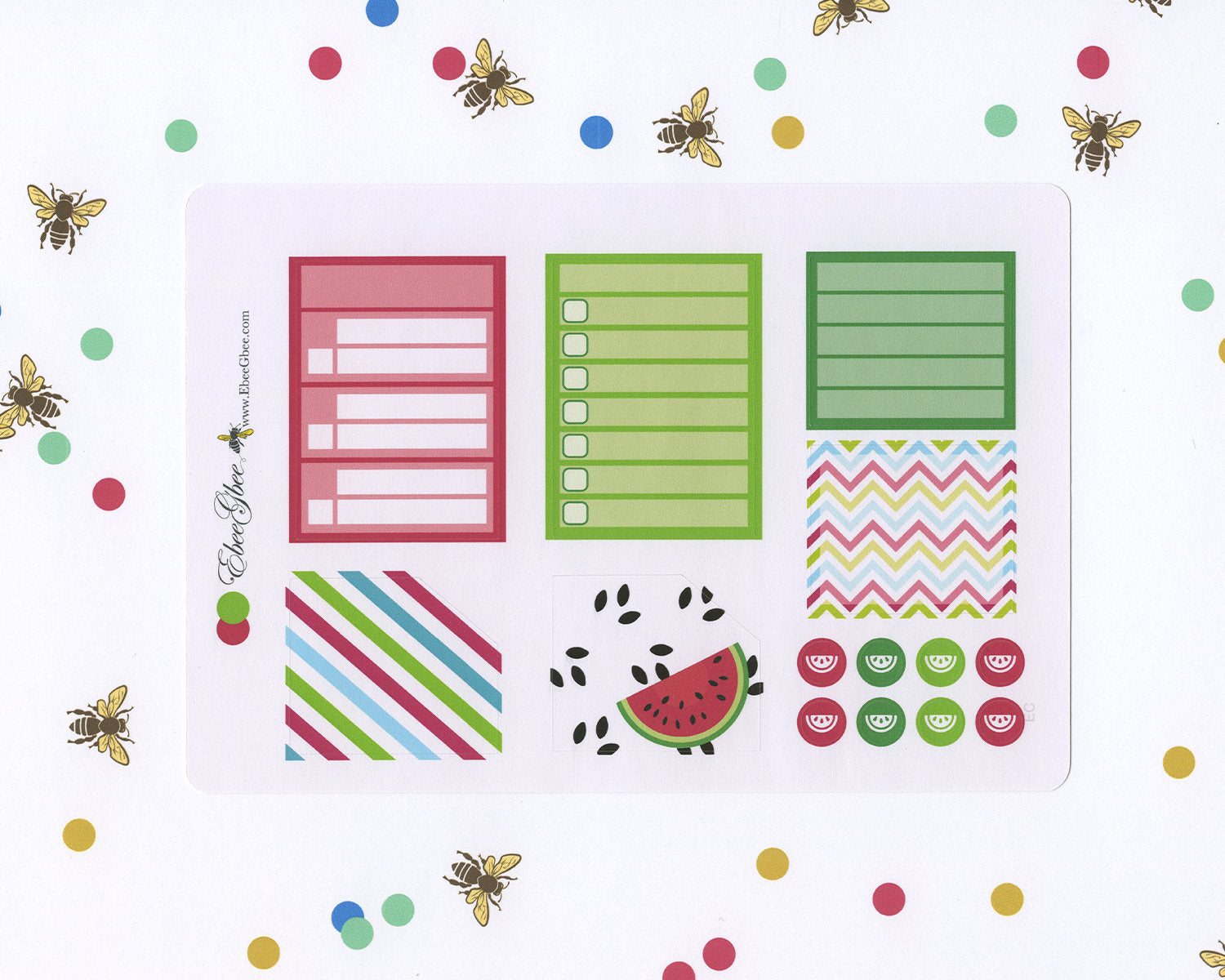 WATERMELON MONTHLY Layout Planner Stickers | Rose Lime