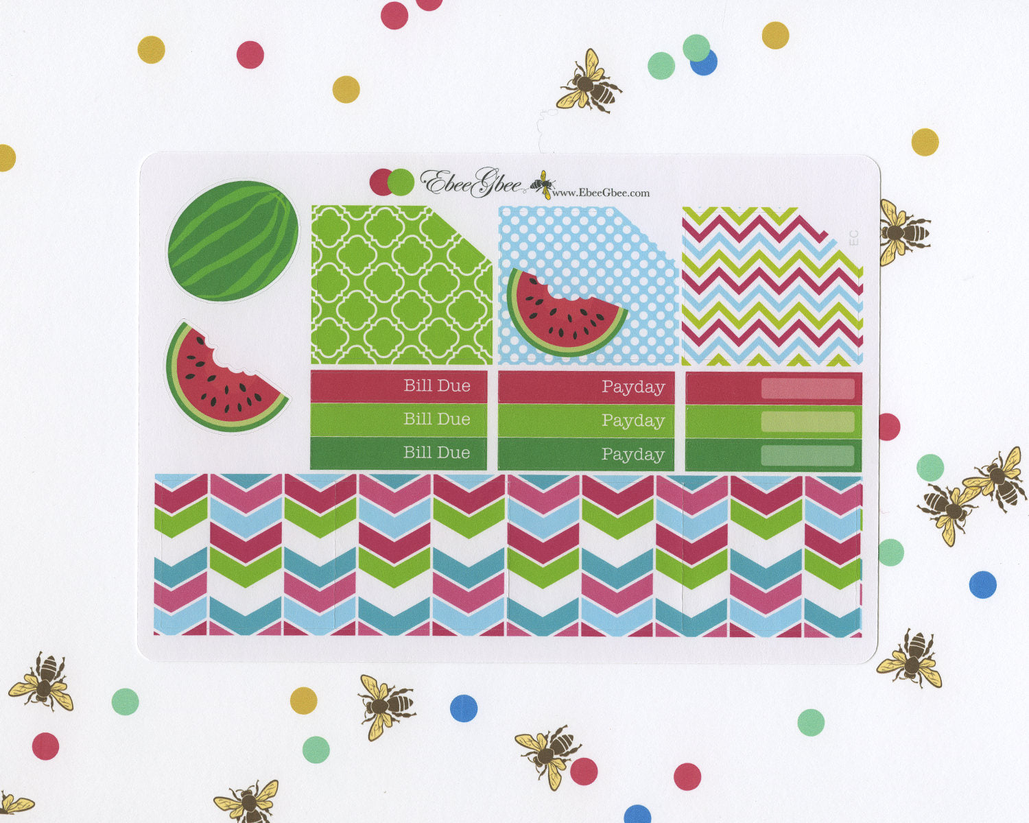 WATERMELON MONTHLY Layout Planner Stickers | Rose Lime