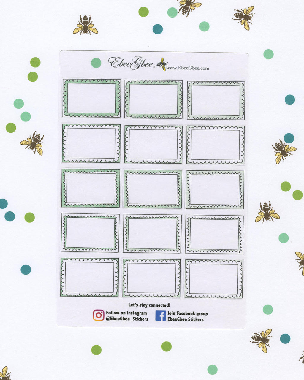 MINT DOODLE BOXES Planner Stickers | BeeColorful