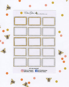 GOLD DOODLE BOXES Planner Stickers | BeeColorful