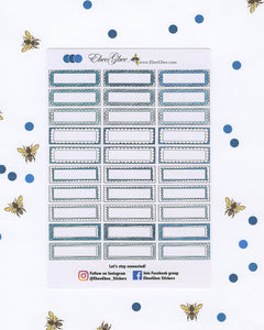 BLUES DOODLE BOXES Planner Stickers |  BeeColorful Teal Midnight Sky