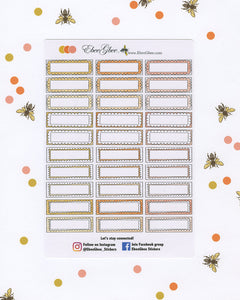 ORANGES DOODLE BOXES Planner Stickers |  BeeColorful Gold Senset Peach