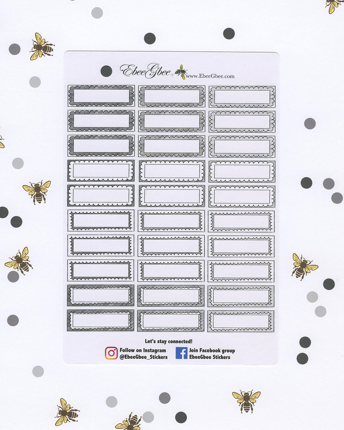 NEUTRAL DOODLE Boxes Planner Stickers |  BeeColorful Storm