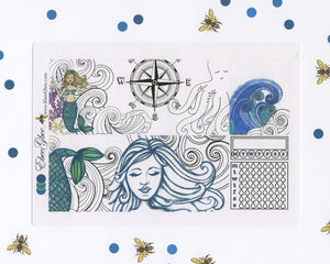 OCEAN MERMAID WEEKLY Planner Sticker Set | Teal Pine Midnight