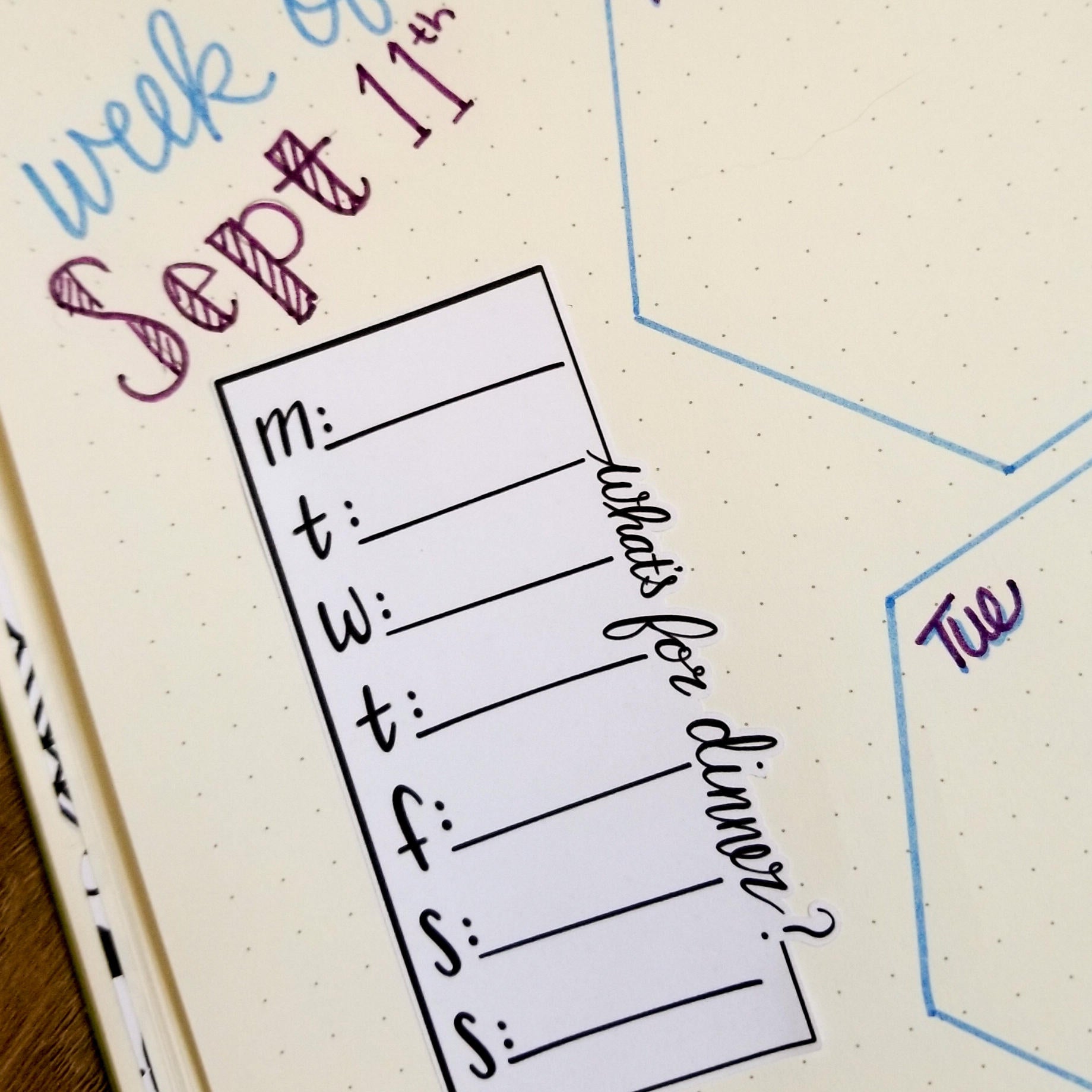 WEEKLY MENU BOXES | Hand Drawn Bullet Journal (BuJo) Style Planner Stickers