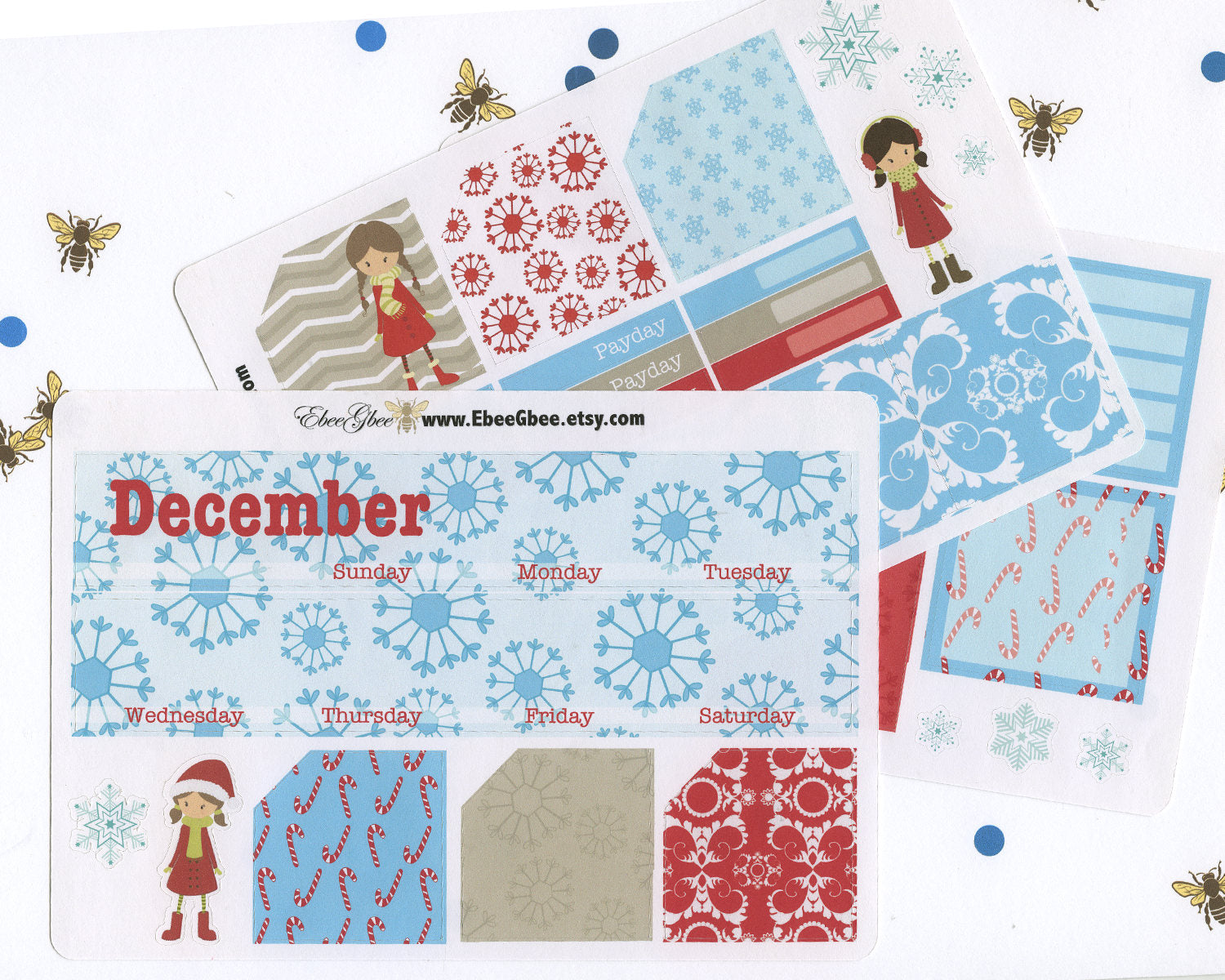 CANDY CANE MONTHLY Layout Planner Stickers | You Pick Your Month