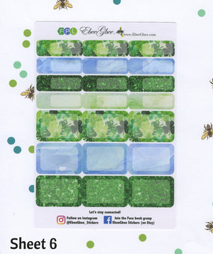 A LA CART LUCKY Weekly Planner Sticker Sheets | BeeColorful Periwinkle Lime BeeBright Frog