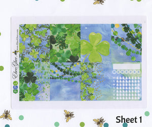 A LA CART LUCKY Weekly Planner Sticker Sheets | BeeColorful Periwinkle Lime BeeBright Frog