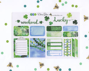 LUCKY WEEKLY SAMPLER Planner Sticker Set |BeeColorful Periwinkle Lime BeeBright Frog