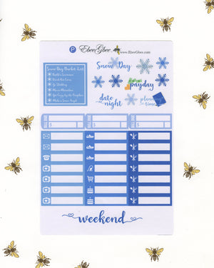 SNOW DAY WEEKLY Planner Sticker Set | Periwinkle