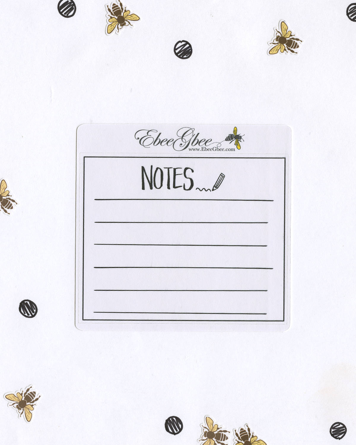 NOTES SINGLE BOX set of 3 Hand Drawn Large Box Note Page Planner Stickers