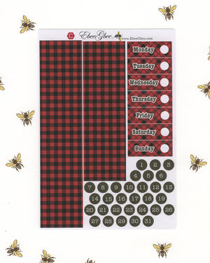 A LA CART LumberJack Weekly Planner Sticker Sheets |  Cherry  Coffee
