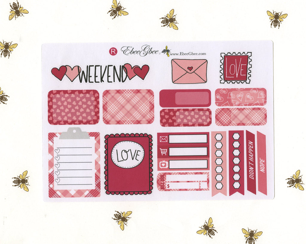LOVE LETTERS SAMPLER Weekly Planner Sticker Set | Rose