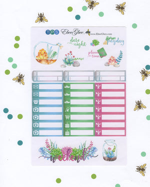 SUCCULENT GARDEN WEEKLY Planner Sticker Set | Teal Pine Sky