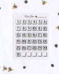 SQUARE CALENDAR DATES Planner Stickers | BuJo Style