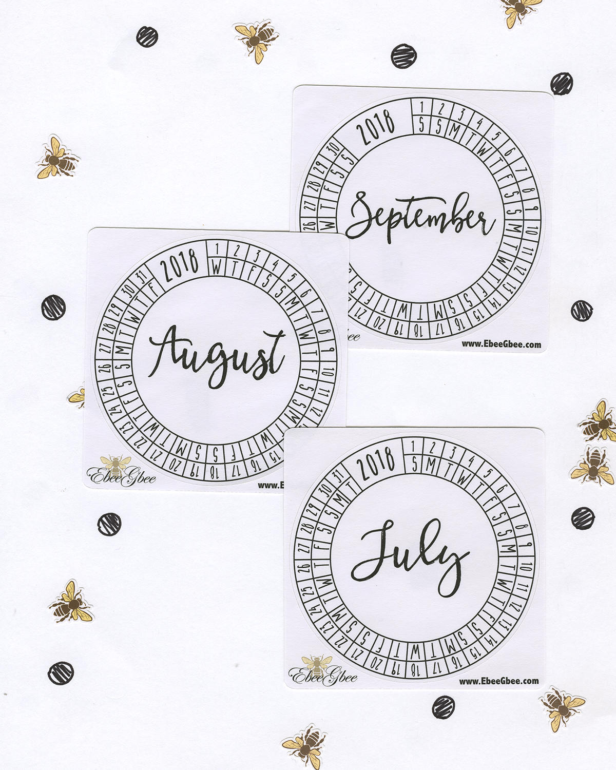 MONTHLY CALENDAR RINGS set of 3 Planner Stickers | BuJo Style