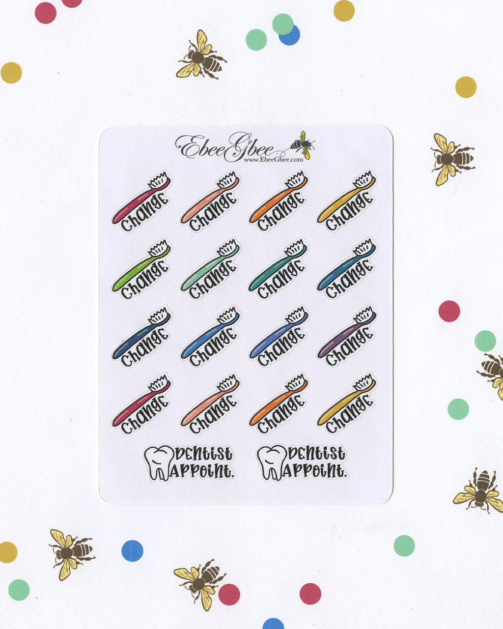 TOOTHBRUSH Planner Stickers | BeeColorful