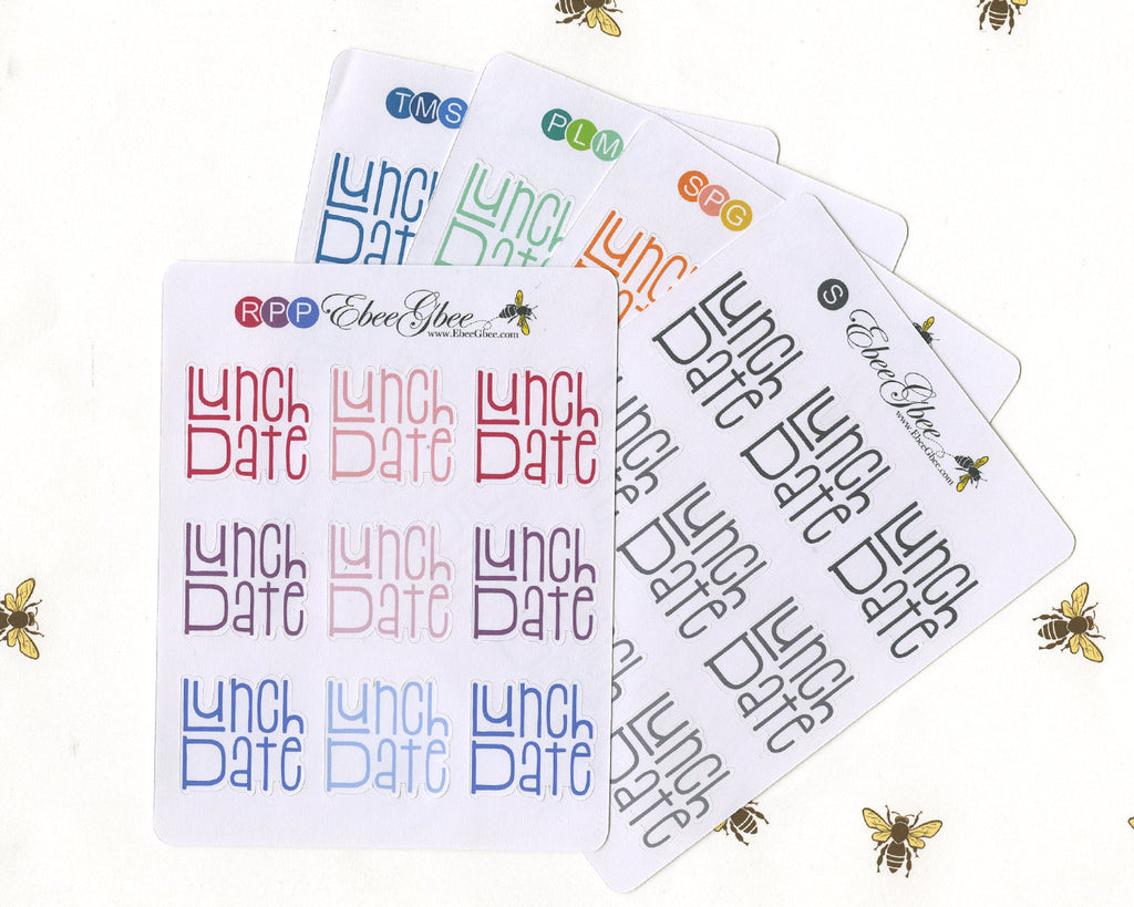 LUNCH DATE TYPOGRAPHY Planner Stickers |  BeeColorful