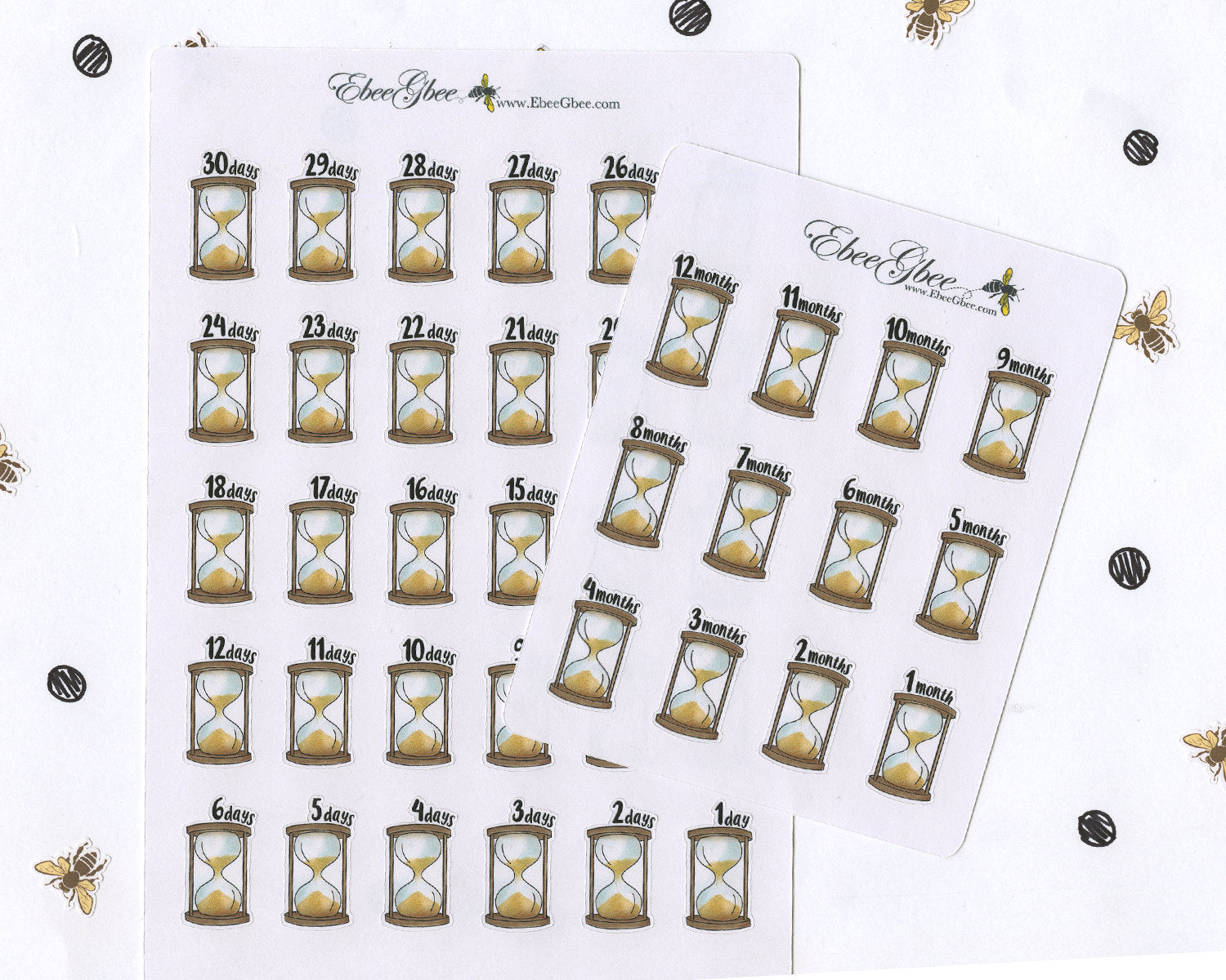 HOURGLASS COUNTDOWN Planner Stickers | Hand Drawn