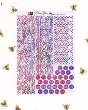 A LA CART FEATHER Weekly Planner Sticker Sheets | BeeColorful Rose BeeMore Bougainvillea