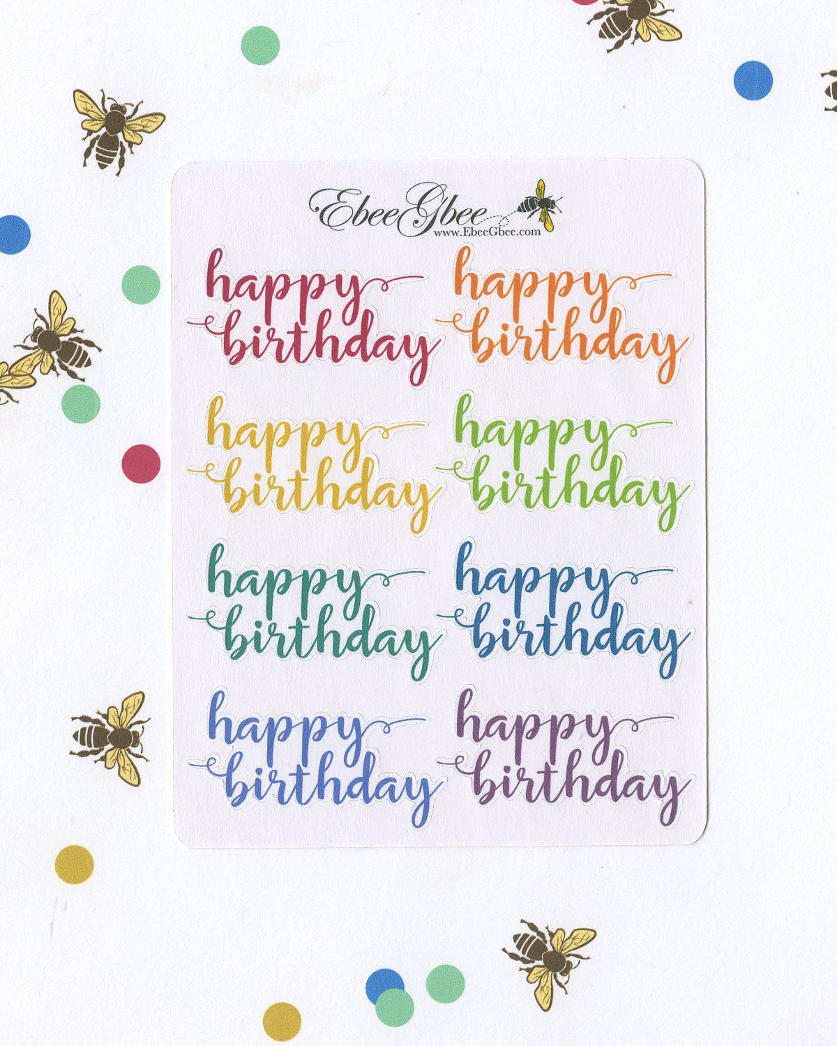 HAPPY BIRTHDAY SCRIPT Planner Stickers |  BeeColorful