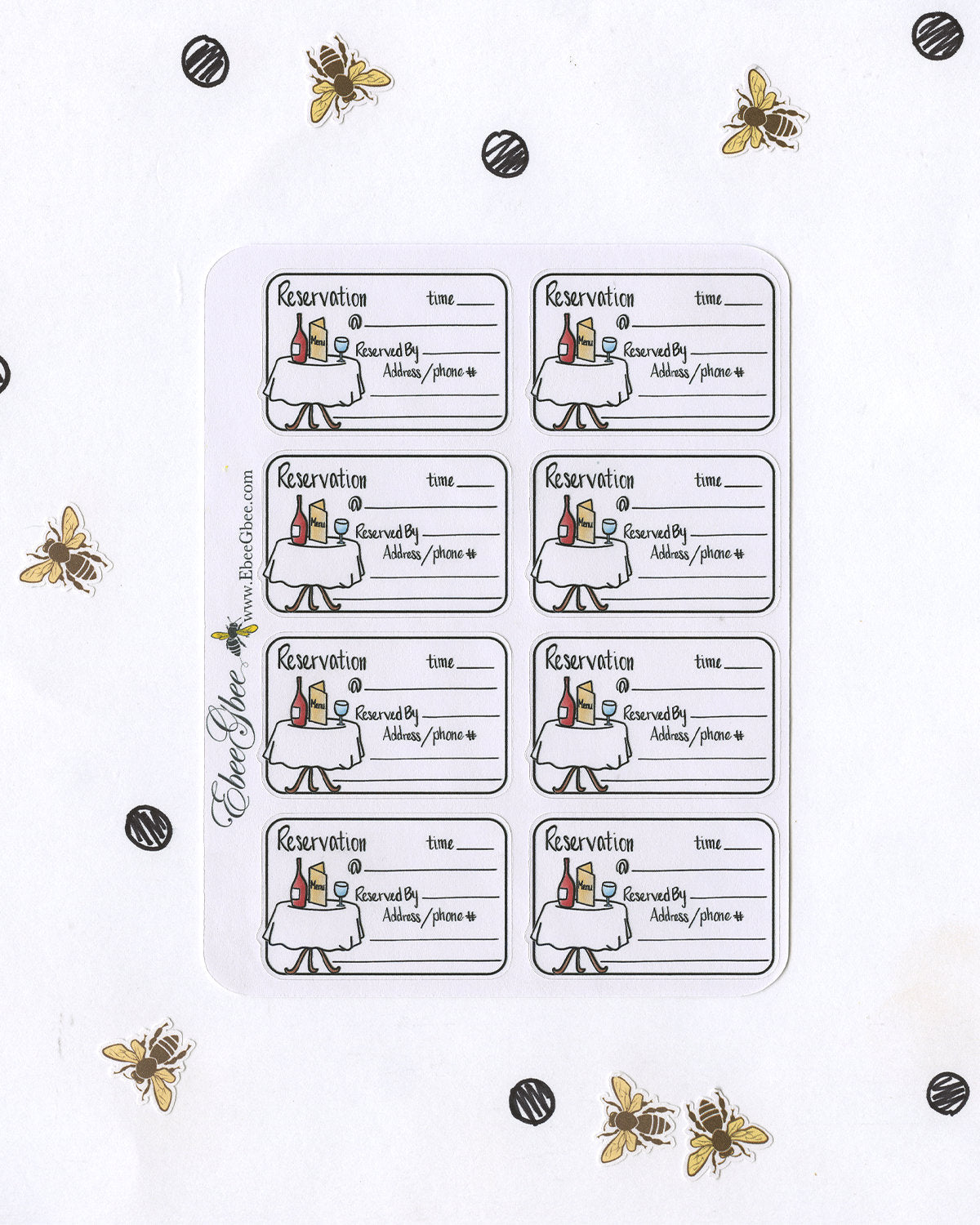 RESTAURANT RESERVATION  Planner Stickers | Hand Drawn BuJo Style