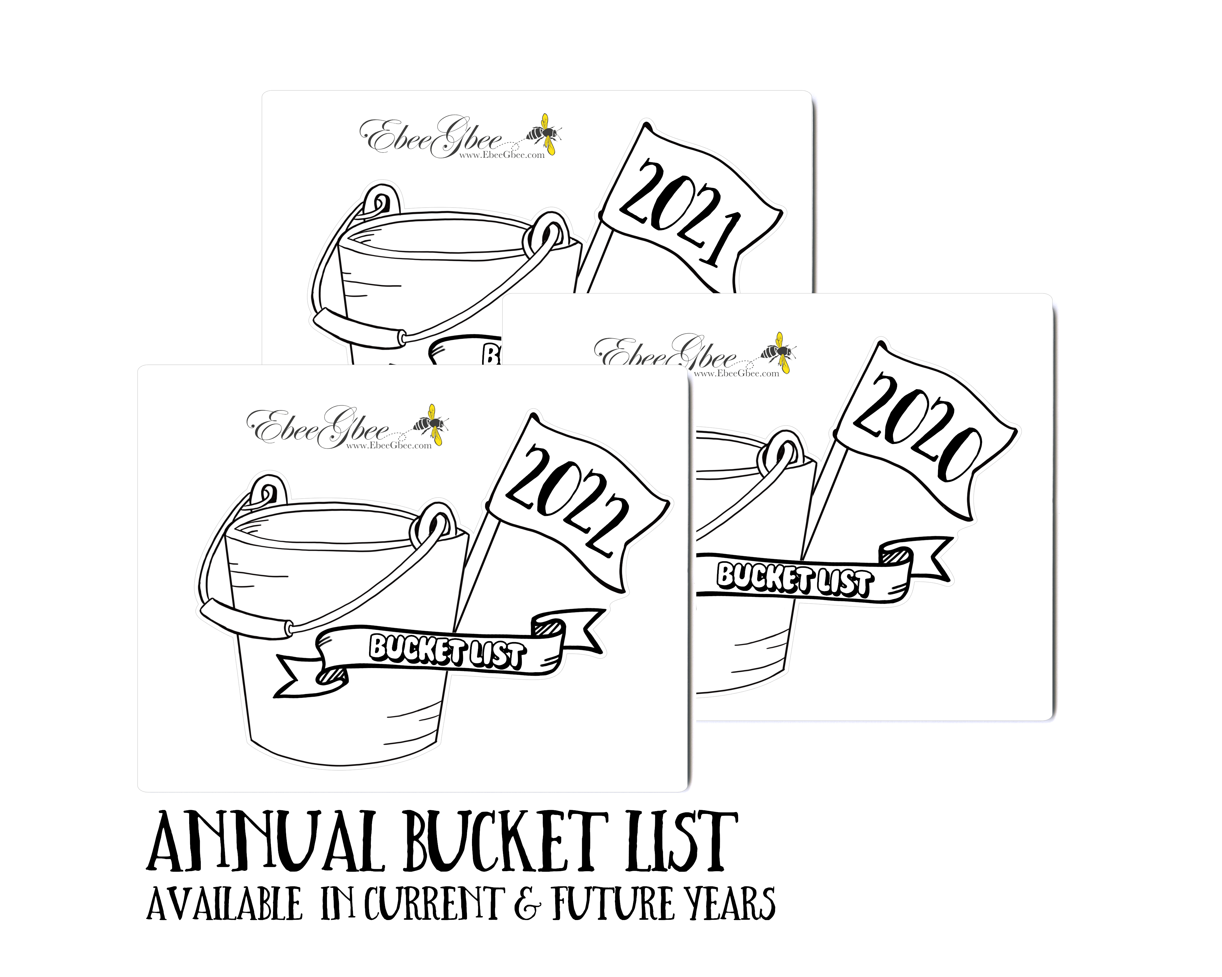 ANNUAL BUCKET LIST  Planner Stickers |  Hand Drawn