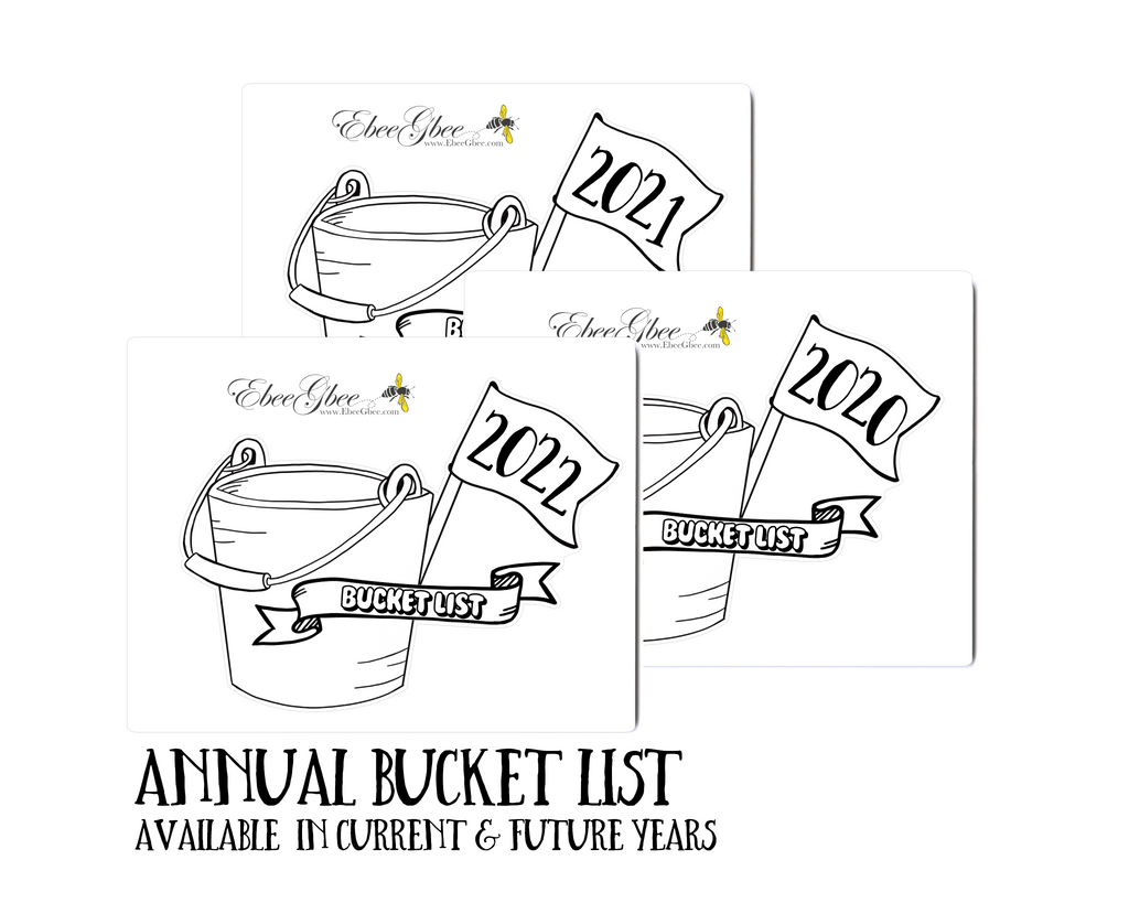 ANNUAL BUCKET LIST  Planner Stickers |  Hand Drawn