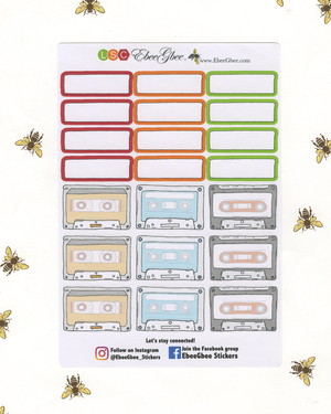 MIX TAPE WEEKLY Planner Sticker Set | Sunset Cherry Lime