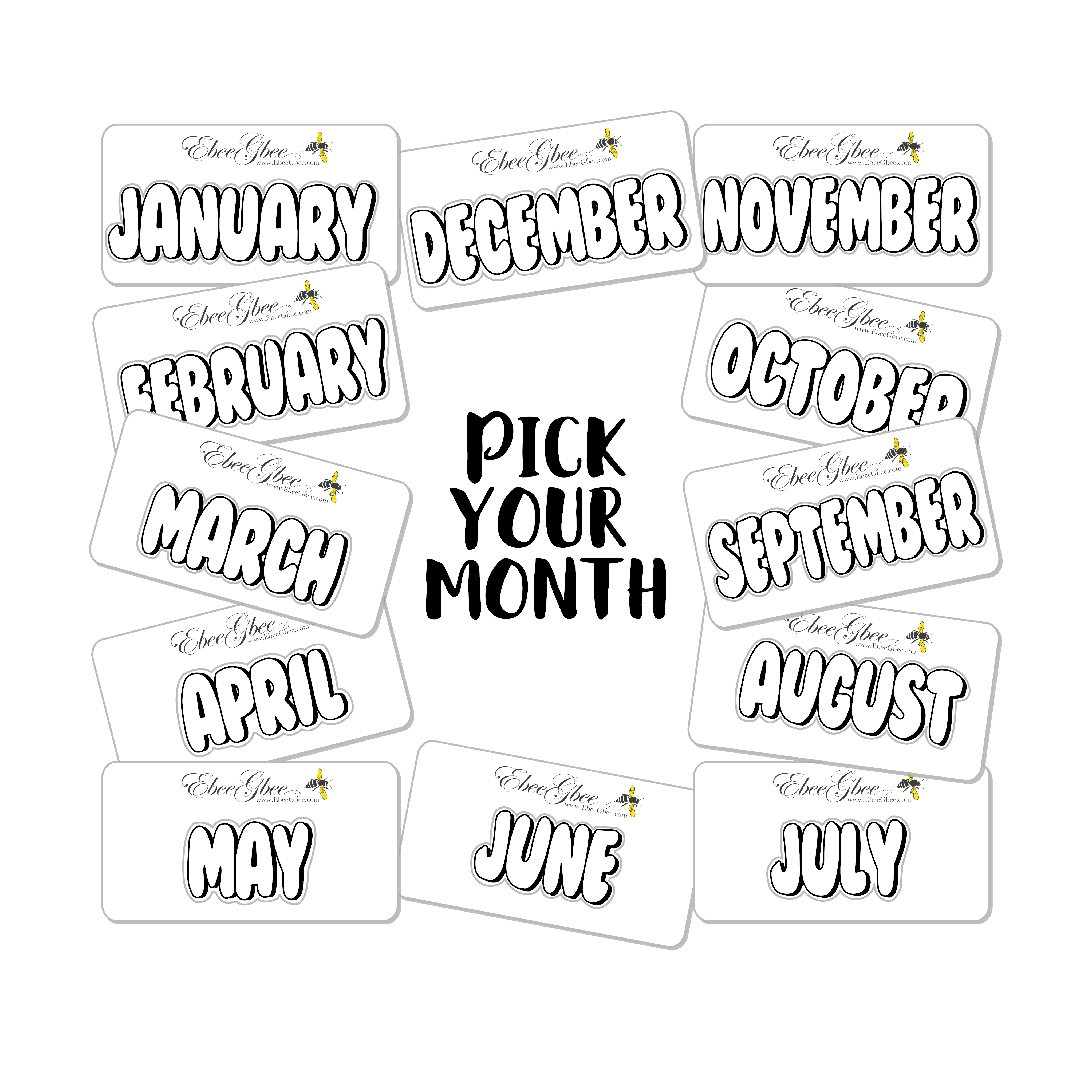 DOODLE BANNERS for Monthly or Weekly Layouts | You Pick Your Month | BUJO Style