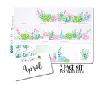 SUCCULENT GARDEN MONTHLY Layout Planner Stickers | You Pick Your Month | Teal Pine Sky