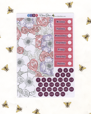 A LA CART SWEETHEART  Weekly Planner Sticker Set | Rose Bougainvillea Grape Sky