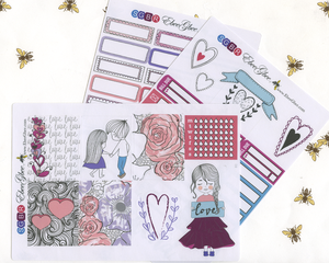 SWEETHEART WEEKLY Planner Sticker Set | Rose Bougainvillea Grape Sky