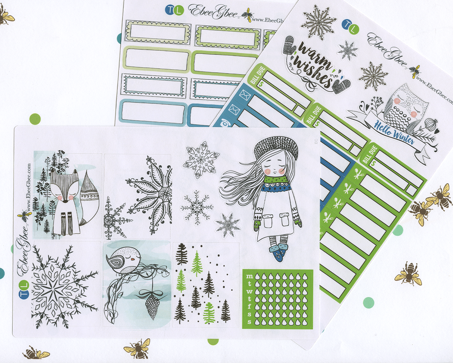 WARM WISHES WEEKLY Planner Sticker Set | LIME TEAL